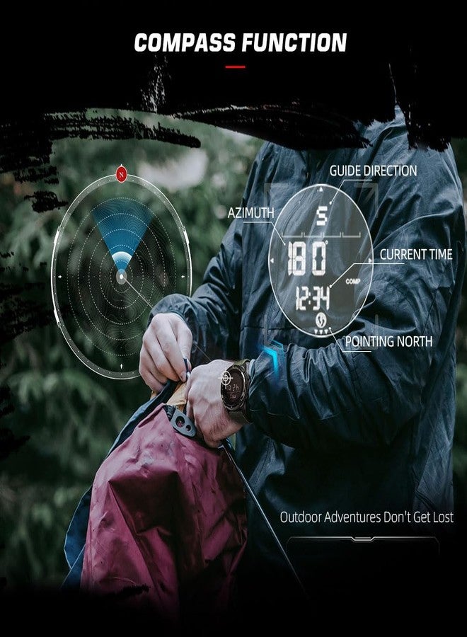 NORTH EDGE Men's Military Carbon Fiber Watch - Waterproof 164FT, Pedometer, Compass, Tactical Sports, Minimalist Metronome, EL Backlight, Nylon (Black), GREEN, Minimalist - Image 4