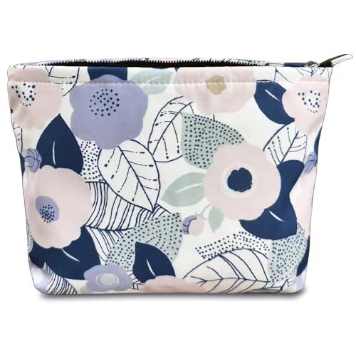 STARDW Aesthetic Floral Makeup Bag Cute Small Cosmetic Bags for Women Girls, Travel Toiletry Bag Large Capacity Zipper Makeup Pouch, Purse Organizer Pouches (Abstract Flowers) - Image 1