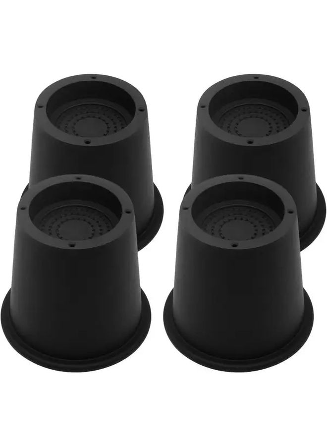 Black Trapezoidal 4 Inch 4 Pack Bed Furniture Risers Heavy Duty Lifts Supports 300 Lbs - Image 1
