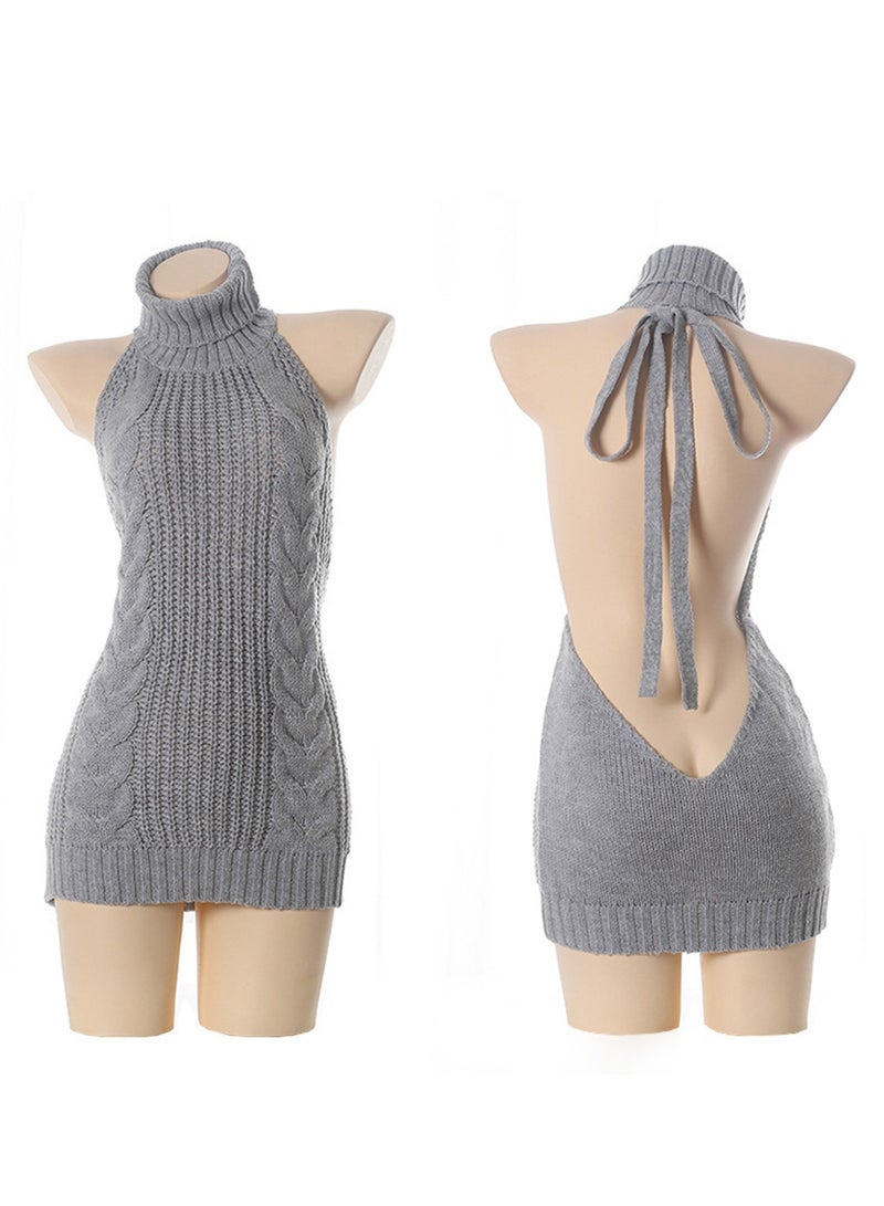 Backless Sweater Leader Killer Girl Danzi Off-shoulder Backless COS Sweater Costume - Image 3