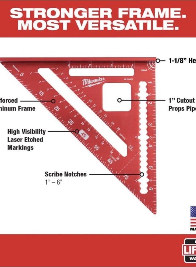 Milwaukee 7 In. Magnetic Rafter Square Easy to Read MLSQM070 - Image 2