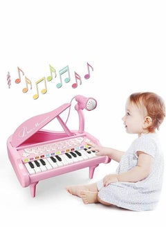 Generic 24-Key Pink Toddler Piano Keyboard Multifunctional Musical Electronic Toy with Microphone Ideal 1st Birthday Gift for Baby Girls Encourages Early Music Education  - Image 1