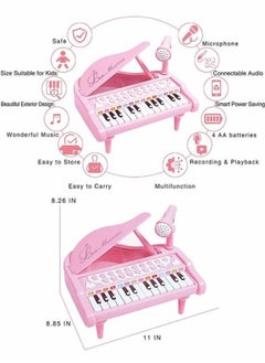 Generic 24-Key Pink Toddler Piano Keyboard Multifunctional Musical Electronic Toy with Microphone Ideal 1st Birthday Gift for Baby Girls Encourages Early Music Education  - Image 3