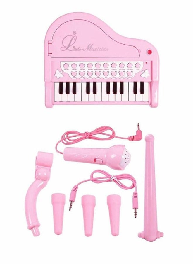 24-Key Pink Toddler Piano Keyboard Multifunctional Musical Electronic Toy with Microphone Ideal 1st Birthday Gift for Baby Girls Encourages Early Music Education - Image 5