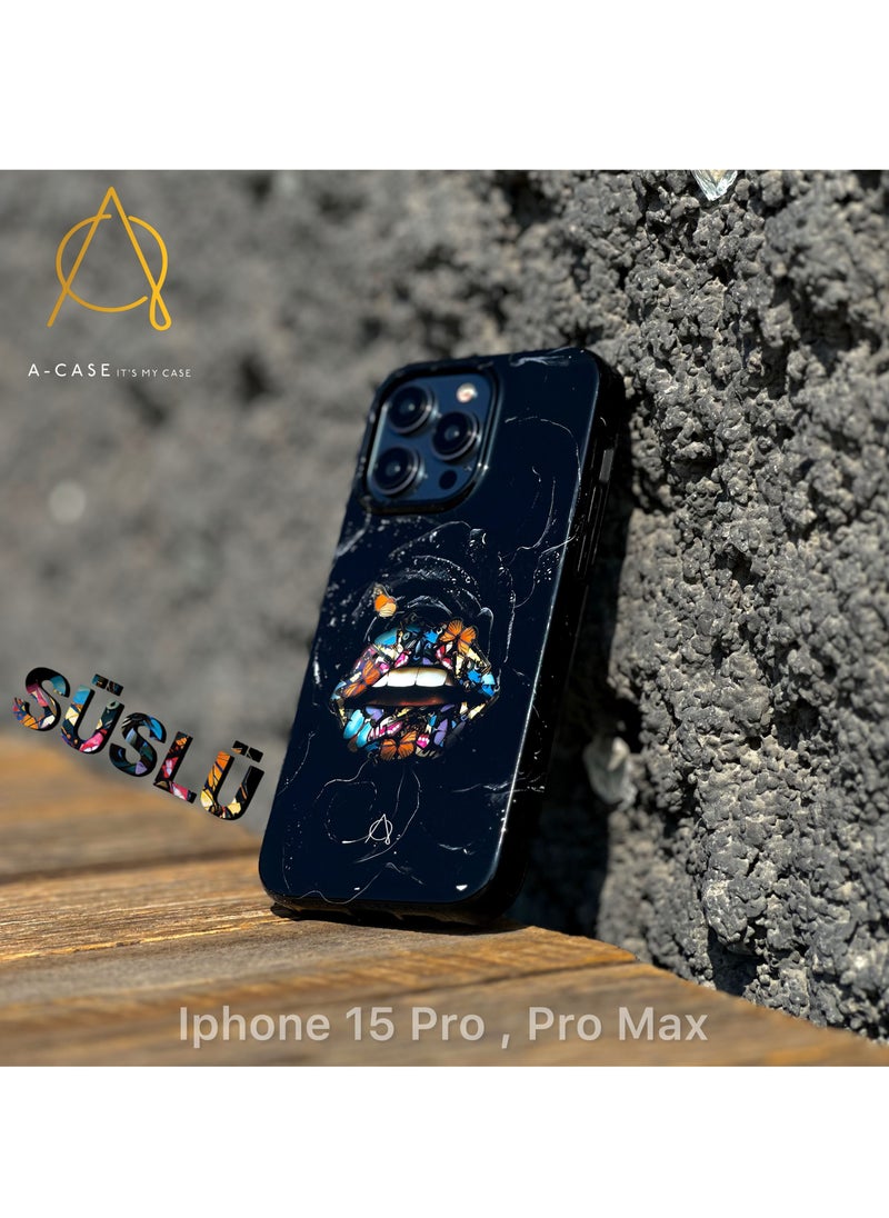 A-CASE - A-Case It's My Case Suslu Series Full Protection Case for iPhone 15 Pro, Slim Lightweight TPU Shockproof Cover, Precise Fit, Stylish Gift Packaging, Designed in Turkey – Butterfly - Image 1