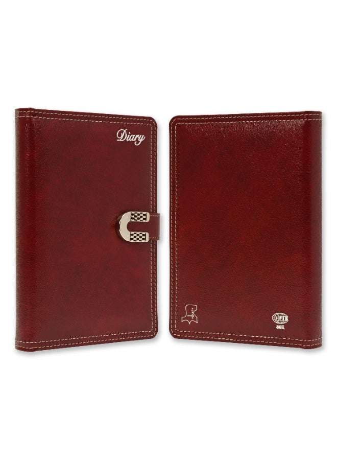FIS 2026 Diary, A5 Size Diary(148x210mm), Bonded Leather Materials, 2 Side Padded Sewn Jacket, Round Corners, Magnetic Lock, English, 70gsm Italian Ivory Paper, Maroon Color-FSDI86E26D06 - Image 2