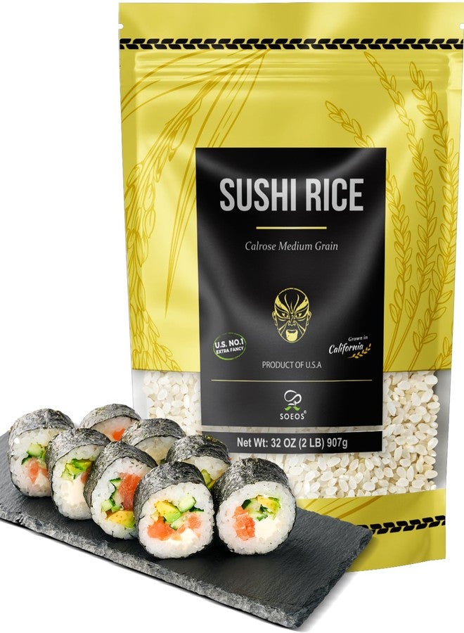 Soeos Sushi Rice, Medium Grain Rice, Sticky Rice for Sushi Rolls and Japanese Food, 2 Pound (32 Ounce) - Image 1