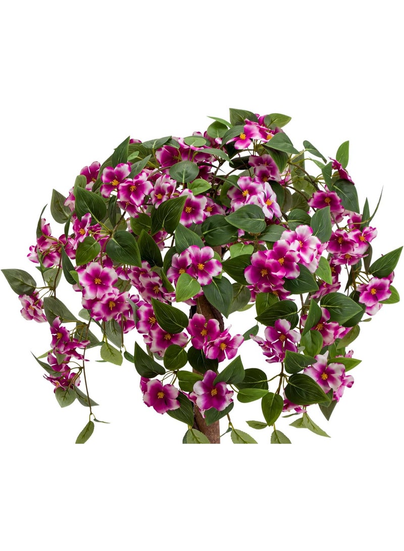 Marcolo Artificial Crabapple Tree 90cm, Pink and White Blooms, Green Leaves, Potted Faux Plant, Indoor Decor 90cm - Image 3