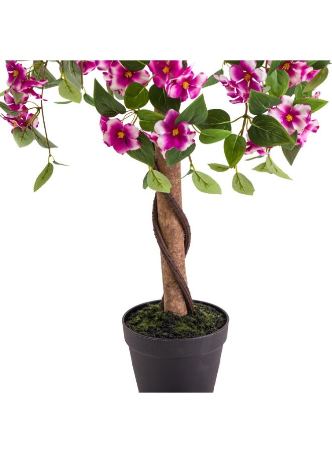 Marcolo Artificial Crabapple Tree 90cm, Pink and White Blooms, Green Leaves, Potted Faux Plant, Indoor Decor 90cm - Image 5