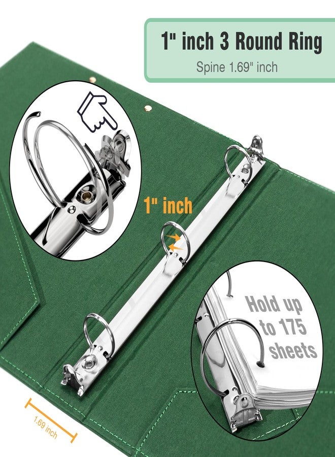Ospelelf 3 Ring Binder 1 Inch Binder Organizer with Zipper Pouch, Linen Hardcover Portfolio Clipboards for Letter Size (8.5" x 11"), 5 Plastic Binder Dividers with 10 Pockets (Green) - Image 3