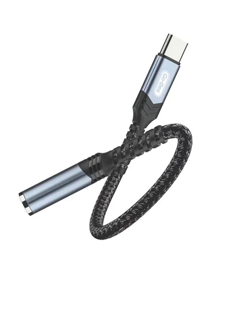 GO-DES Type-C To Aux Female Audio Cable GD-UC068 Black - Image 1