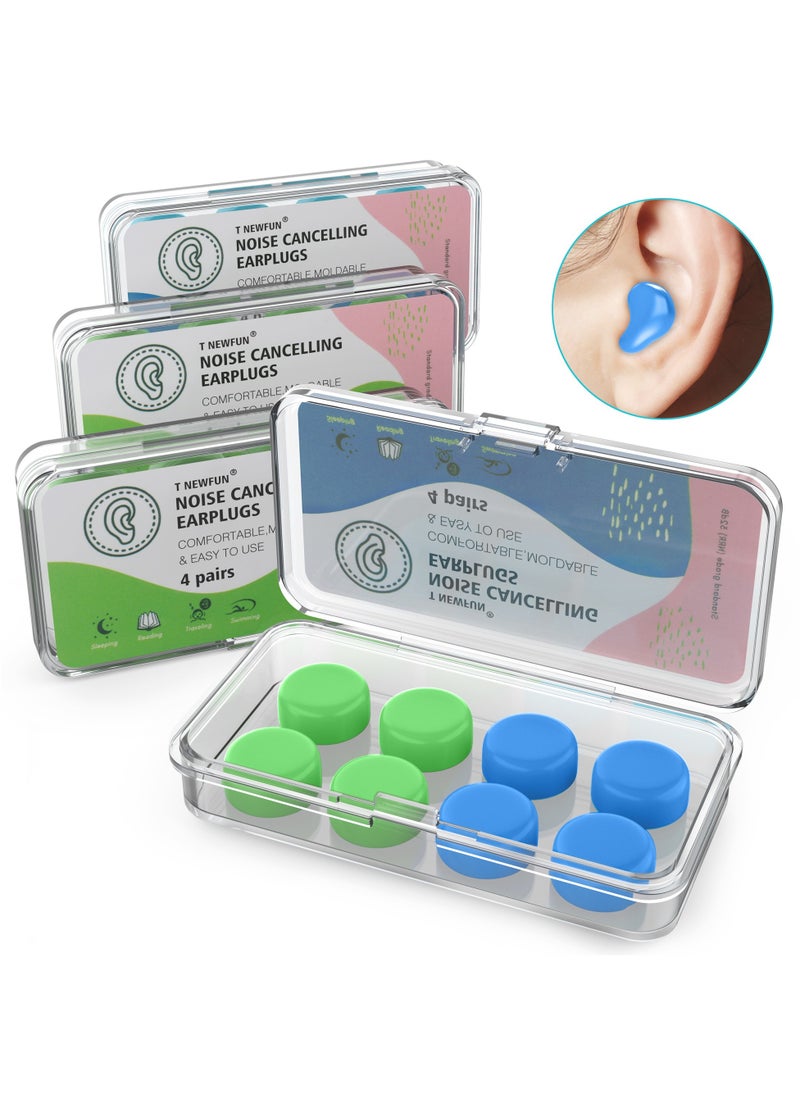 T NEWFUN - Ear Plugs for Sleep and Swimming 16 Pairs Of Reusable Silicone Molded Noise Canceling Ear Plugs - Image 1