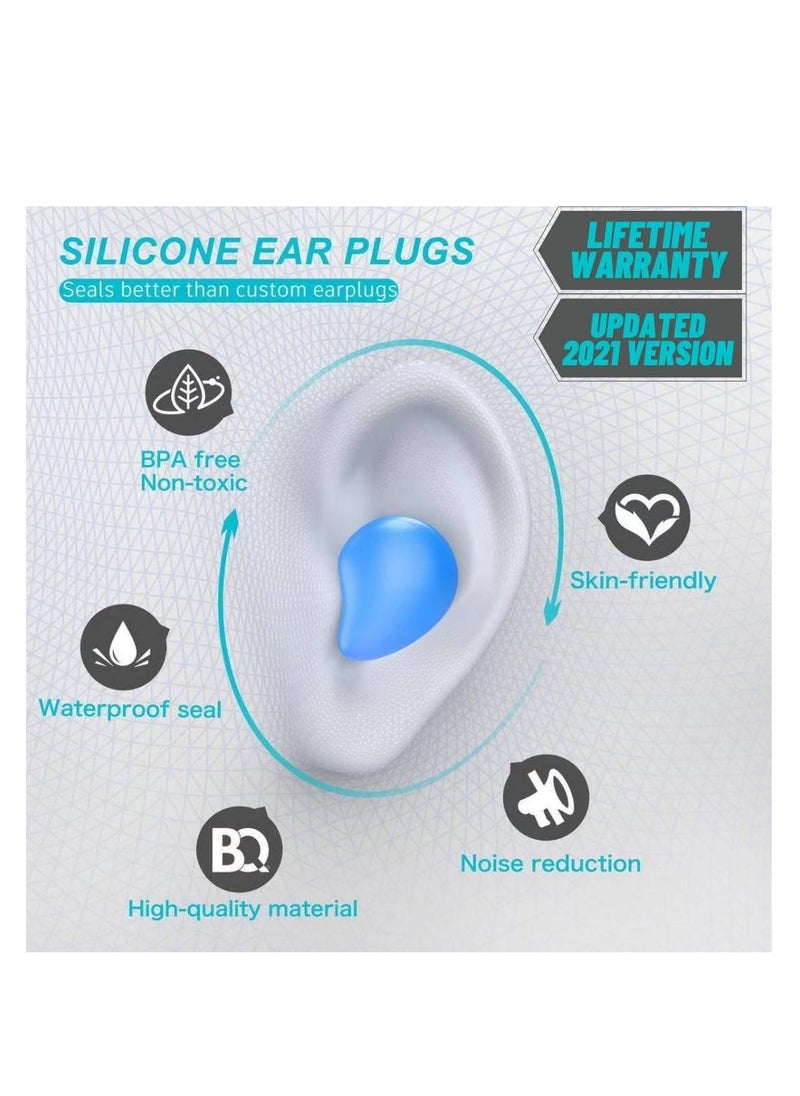 T NEWFUN - Ear Plugs for Sleep and Swimming 16 Pairs Of Reusable Silicone Molded Noise Canceling Ear Plugs - Image 1