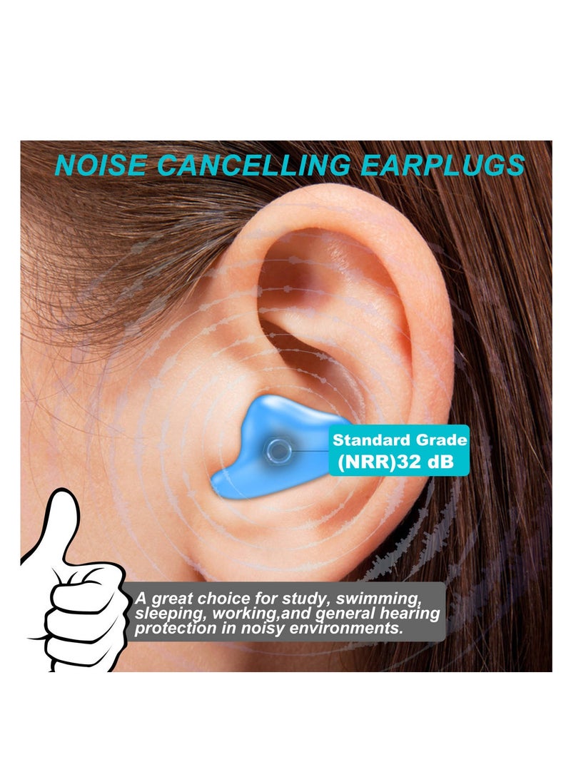 T NEWFUN - Ear Plugs for Sleep and Swimming 16 Pairs Of Reusable Silicone Molded Noise Canceling Ear Plugs - Image 1
