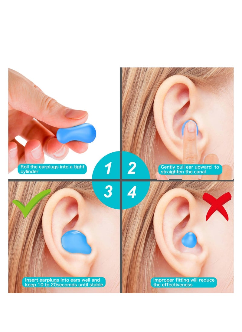 T NEWFUN - Ear Plugs for Sleep and Swimming 16 Pairs Of Reusable Silicone Molded Noise Canceling Ear Plugs - Image 1