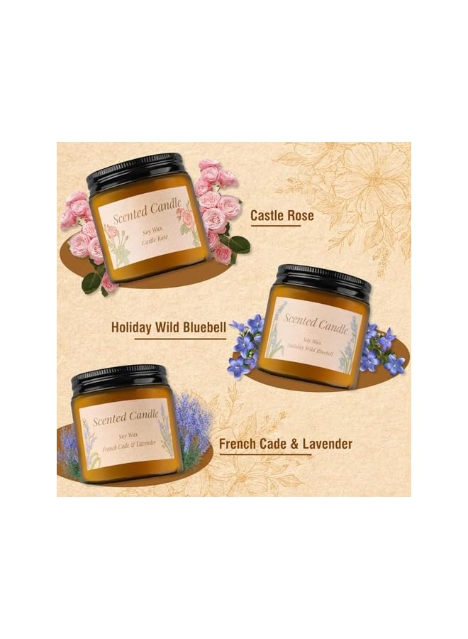 The Bros Scented Candles Gift Set for Women, 3Pack Natural Soy Wax 3.5oz of Bluebell, Rose and Lavender, Candle Set are Easy to Carry for Stress Relief of The Body for Birthdays, Yoga, Bath - Image 2