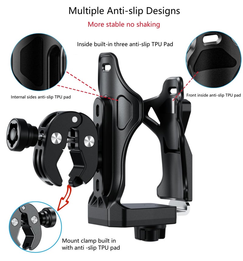 Kewig Anti-Theft Motorcycle Cup Holder, Extra Large Adjustable Size Bike Water Bottle Holder for 1.95-3.6" Diameter Bottles, Drink Holder for Stroller, Moto, Bicycle, Scooter, Wheelchair - Image 2