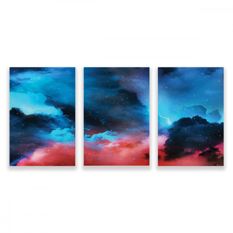 Marktna Three modern canvas paintings with an abstract design and a hollow frame, measuring (150×70), three pieces - Image 1