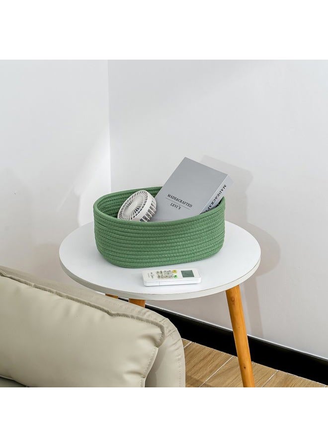 CubesLand Small Storage Basket for Shelves, Woven Rope Green Basket for Organizing, Durable & Skin-Friendly Cube Shelf Closet Organizer Bins, Toy Storage Organizers Bin, Modern Home Decor with Handles - Image 3