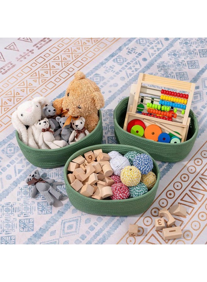 CubesLand Small Storage Basket for Shelves, Woven Rope Green Basket for Organizing, Durable & Skin-Friendly Cube Shelf Closet Organizer Bins, Toy Storage Organizers Bin, Modern Home Decor with Handles - Image 2