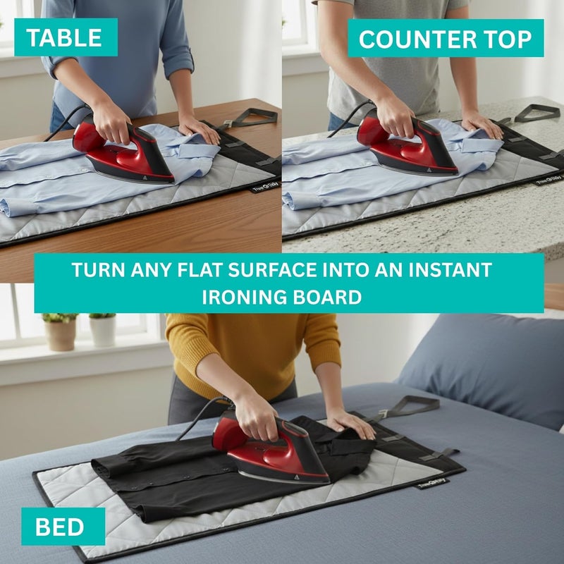 True & Tidy وسادة حماية الملابس البخارية XL من True & Tidy فوق الباب، وسادة كي وكبس، تساعد في حماية الأسطح أثناء تبخير الملابس، مع 3 خطافات تعليق، فضي - Image 4