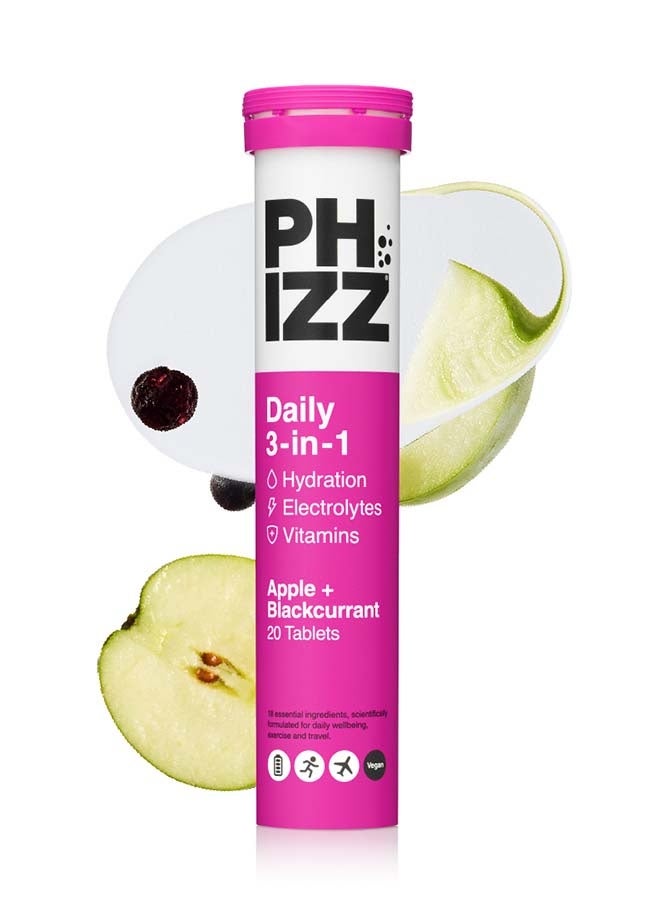 Phizz Daily 3 in 1 Apple&Blackcurrant Flavoured Effervescent Tablets 20s - Image 1