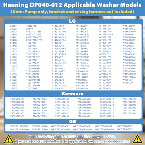Garsoo DP040-012 4681EA1007A 5859EA1004F 5859EA1004G 5859EA1004P Drain Pump (OEM) Compatible with LG Washer, Kenmore, GE washer drain pump, Fits for WT1101CW WT1201CV WT1201CW WT4870CW WT7200CW WT5001CW, etc - Image 3