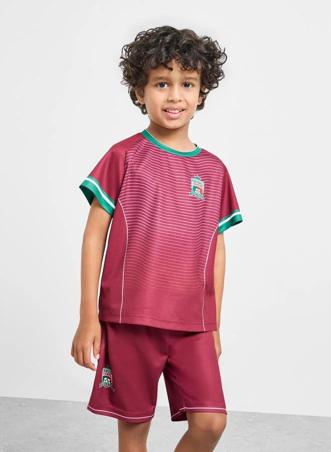 Styli Boys Portugal Print Jersey T-Shirt and Shorts FIFA Football Set