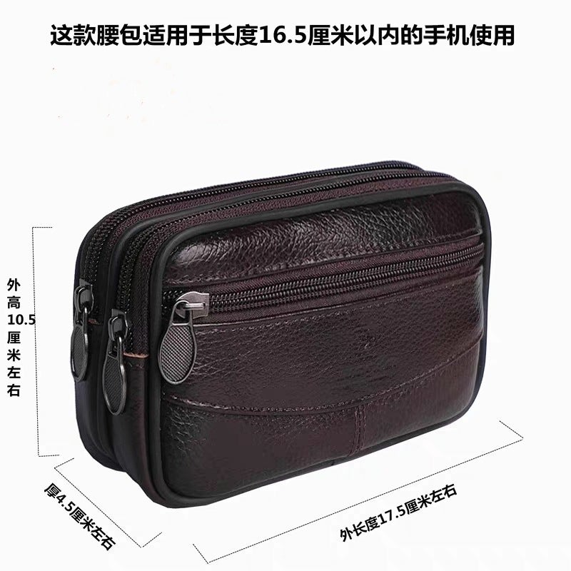 Genuine Leather Mens Phone Pouch Belt Bag Horizontal large ~ length 17 * width 11 