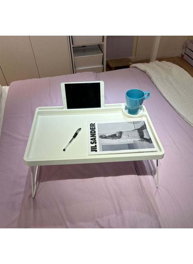 Generic - Foldable Bed Small Table Dining Rack Laptop Stand Lazy Bedroom Bay Window Table Kang College Student Dormitory-Color:Red Folding Computer Stand - Image 1