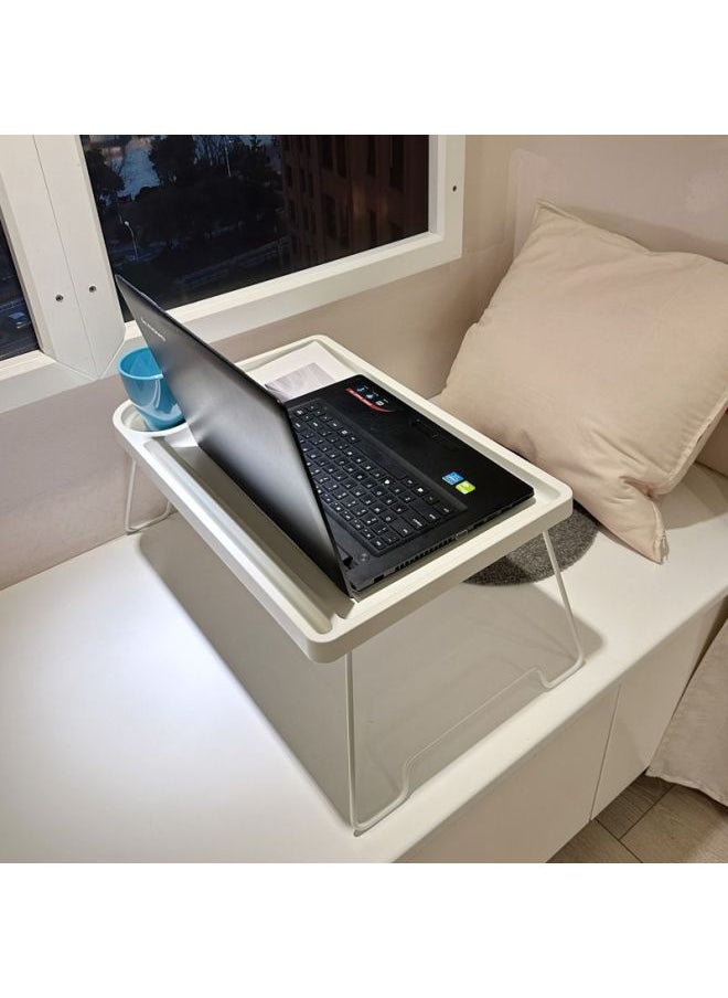 Generic - Foldable Bed Small Table Dining Rack Laptop Stand Lazy Bedroom Bay Window Table Kang College Student Dormitory-Color:Red Folding Computer Stand - Image 1