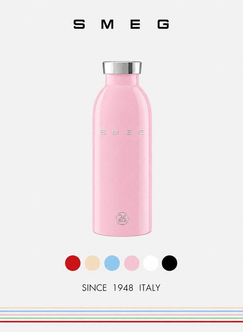SMEG 24Bottles Clima bottle thermos 500ml, Travel Coffee Mug, Insulated Beverage Cup With Leakproof Lid, Long Lasting Coffee Tumbler With Lid, Travel Coffee Thermos, Pink - Image 1