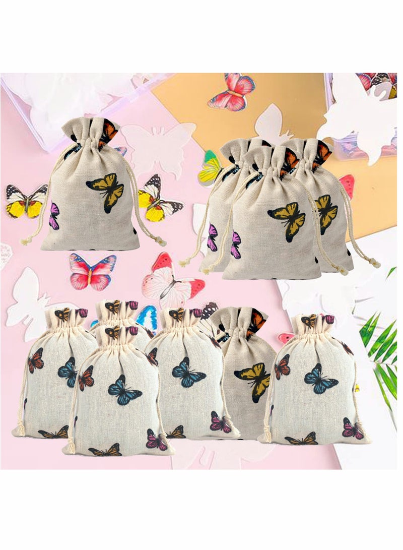 Zikra 20 Pcs Butterfly Cotton Bags with Drawstring Gift Bags, Jewelry Pouch for Girls Spring Easter,Baby Shower, Birthday Party, Bridal Shower, Wedding Party Favor Bags Supplies - Image 4