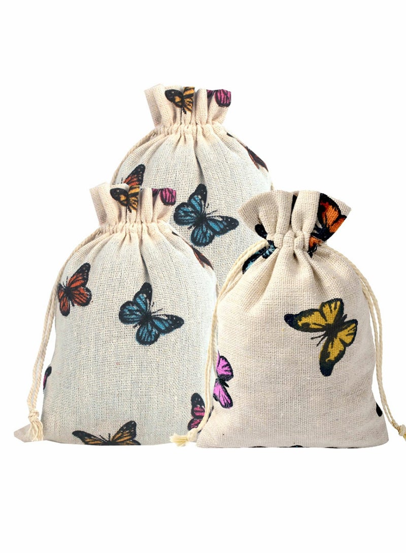 Zikra 20 Pcs Butterfly Cotton Bags with Drawstring Gift Bags, Jewelry Pouch for Girls Spring Easter,Baby Shower, Birthday Party, Bridal Shower, Wedding Party Favor Bags Supplies - Image 1