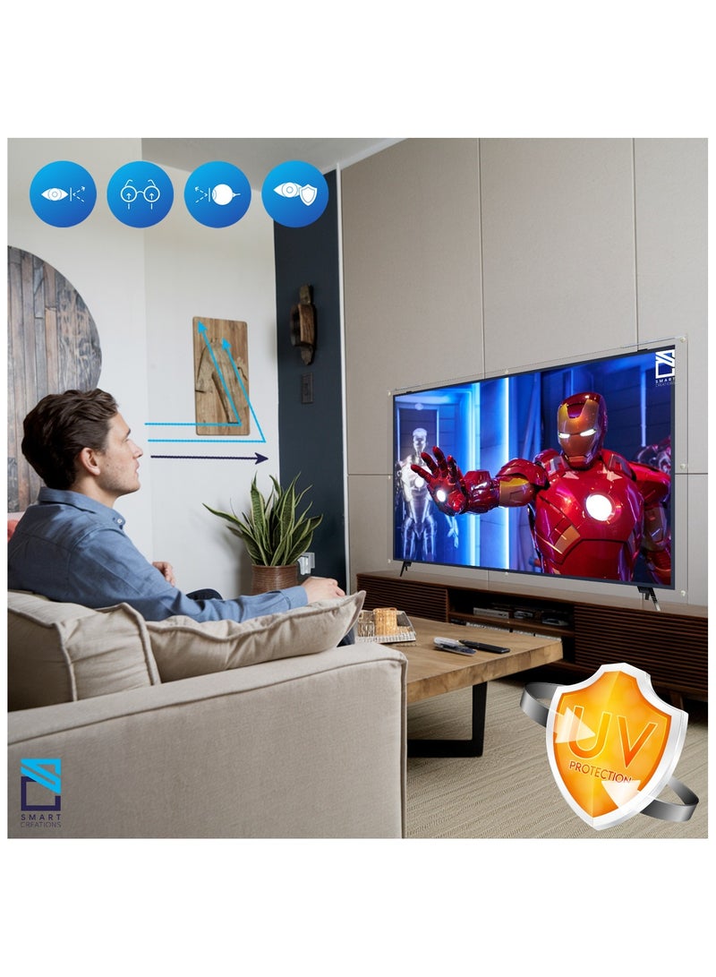 سمارت كريشنز واقي شاشة تلفزيون مقاس 85 بوصة مقاوم للكسر عالي الجودة ومضاد للأشعة الزرقاء واقي للعين مقاوم للماء قابل للإزالة - Image 5