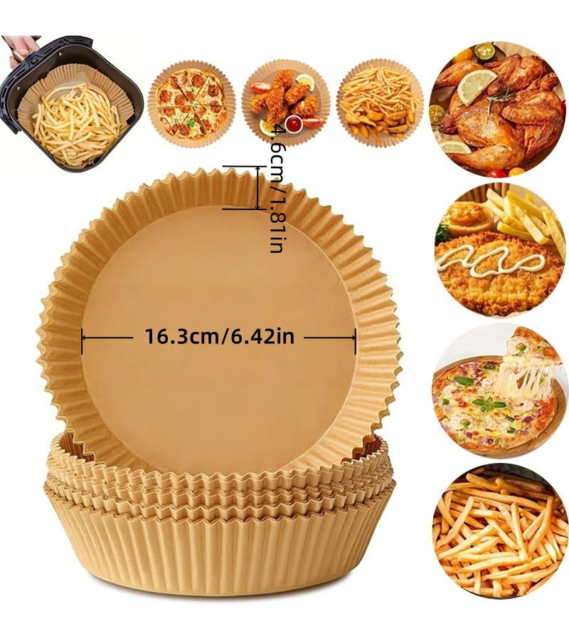 Round Non Stick Frying Pan Baking Paper Liners For Air Fryer Disposable Cooking Baking Microwaving Home Travel Barbecue Parties Restaurants - Image 3