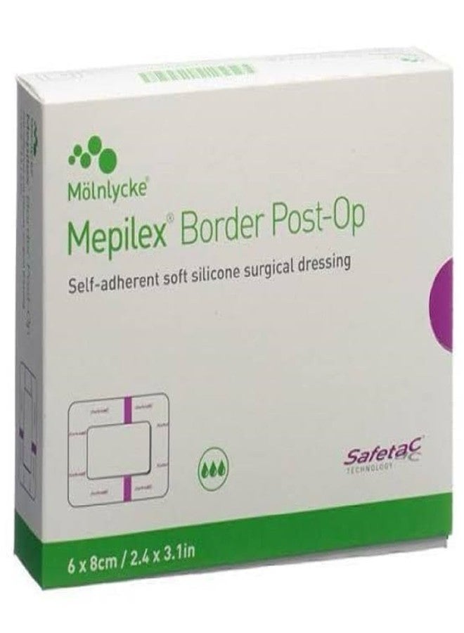 Border Post-Op Dressing | High Flexibility Surgical Dressing for Joints | Self-Adhesive Silicone Border | Absorbent Pad for Exuding Wounds | 6 × 8 cm (2.4 × 3.1 in) - Image 1