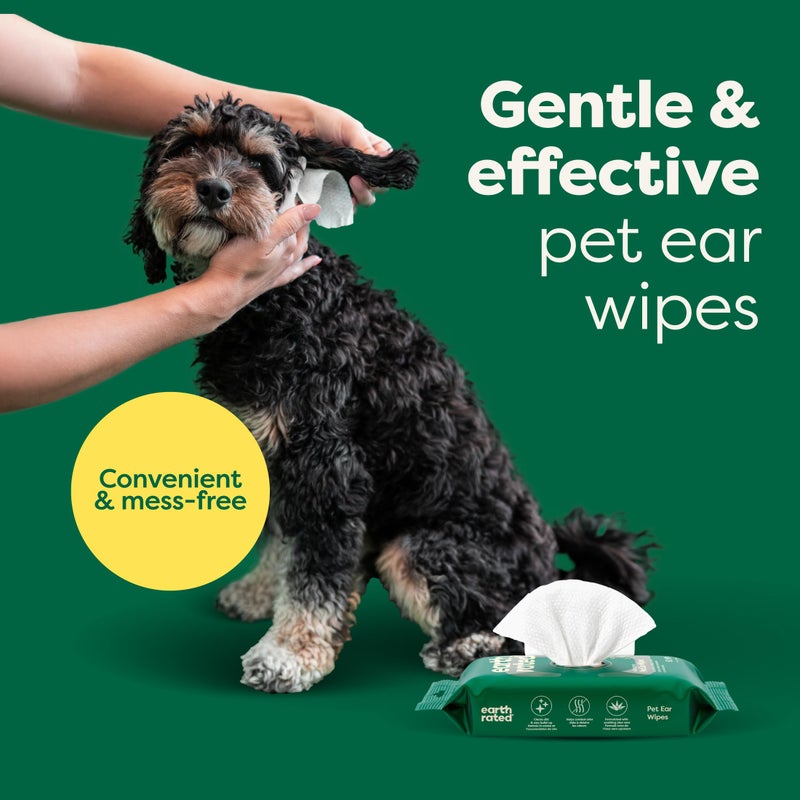 Earth Rated Pet Ear Wipes, Hypoallergenic Cleaner for Dogs & Cats Ears to Remove Dirt and Wax Build Up, Wild Oat Scent, 70 Count - Image 2