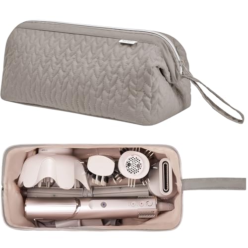 KarSyon Shark Flex Style Case for Airwrap Hair Dryer Brush Revlon Hair Tools Travel Bag Carrying Case Flat Curling Iron Organizer Camel - Image 3
