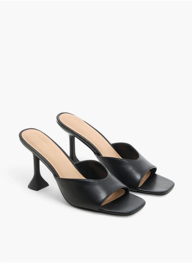 Flora Bella By Shoexpress Solid Slip-On Sandals with Flared Heel