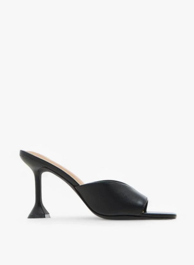 Flora Bella By Shoexpress Solid Slip-On Sandals with Flared Heel