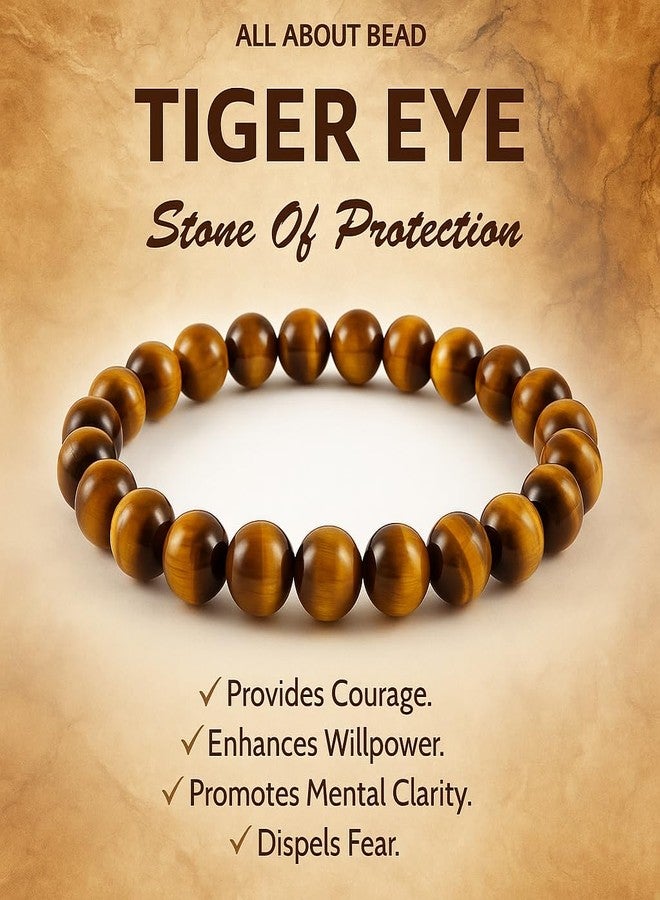 TOI SHOP Natural Agate Stone Bracelet - Handmade Healing Crystal Beaded Bracelet for Men & Women - Adjustable Chakra Energy Jewelry (Tiger Eye) - Image 2