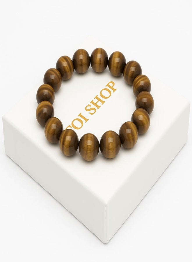 TOI SHOP Natural Agate Stone Bracelet - Handmade Healing Crystal Beaded Bracelet for Men & Women - Adjustable Chakra Energy Jewelry (Tiger Eye) - Image 3