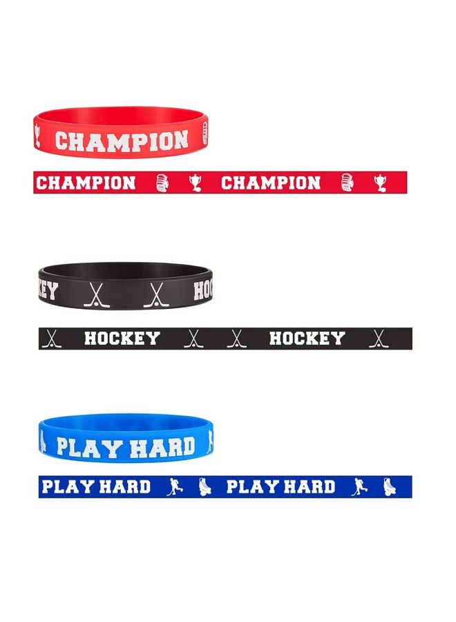 BBTO 24 Pieces Hockey Rubber Bracelets Silicone Hockey Wristband Stretch Rubber Bracelets For Sport Themed Party Supplies - Image 5