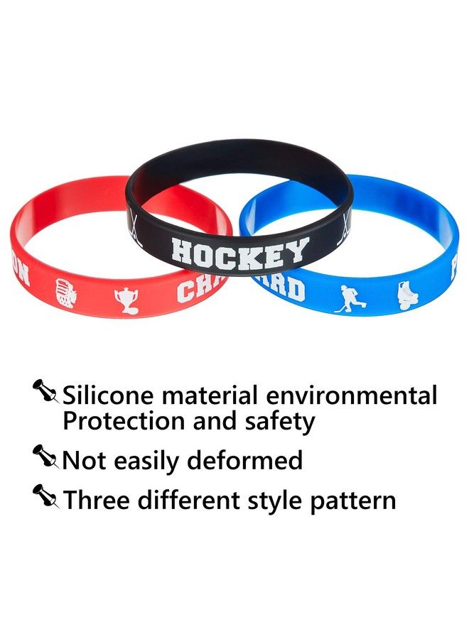 BBTO 24 Pieces Hockey Rubber Bracelets Silicone Hockey Wristband Stretch Rubber Bracelets For Sport Themed Party Supplies - Image 4