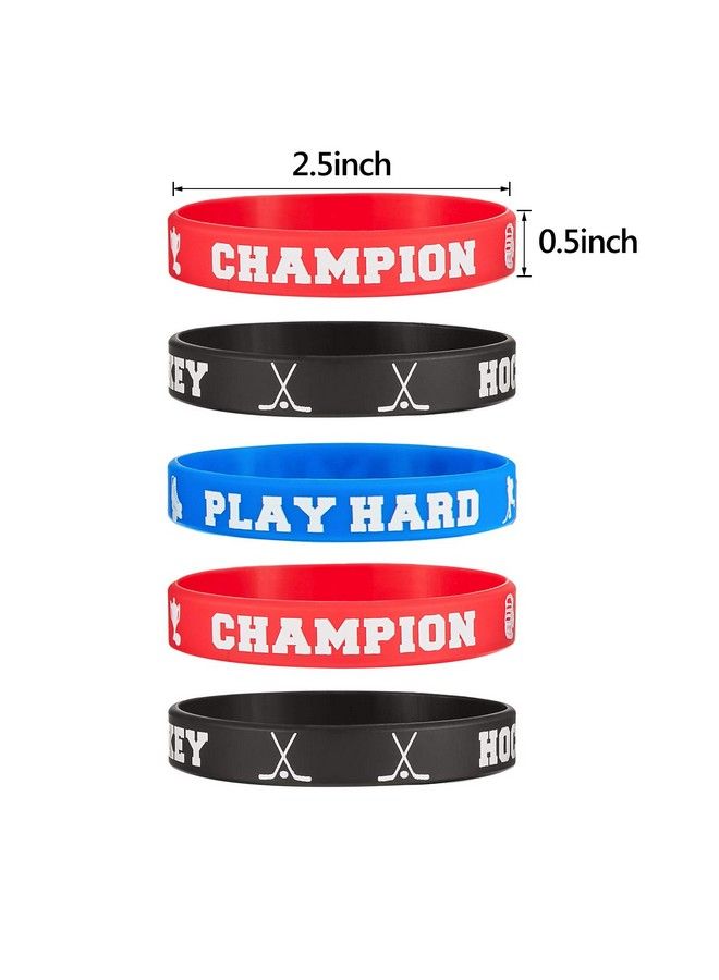 BBTO 24 Pieces Hockey Rubber Bracelets Silicone Hockey Wristband Stretch Rubber Bracelets For Sport Themed Party Supplies - Image 3