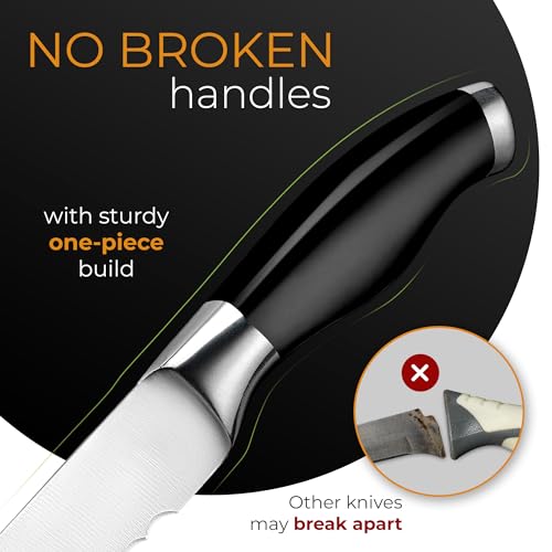 Orblue Serrated Bread Knife Ultra-Sharp Stainless Steel Professional Grade Bread Cutter - Cuts Thick Loaves Effortlessly - (8-Inch Blade with 5-Inch Handle), Black - Image 3