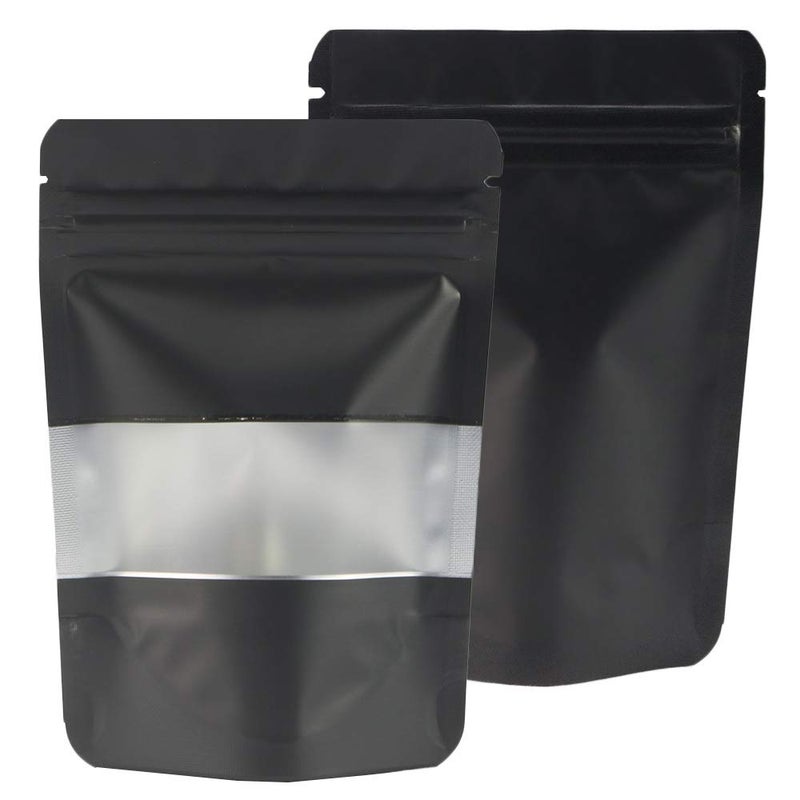 QQ Studio 100 Matte Metallic Color with Frosted Window Display StandUp Resealable QuickQlick Bags 71 x 102 Matte Black