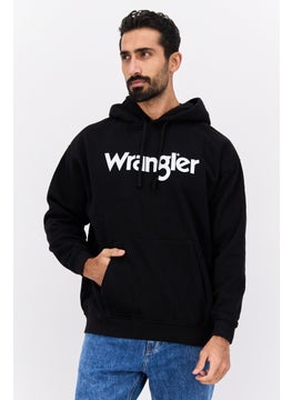 Wrangler Men Hood Graphic Print Long Sleeves Sweatshirt, Black  - Image 1