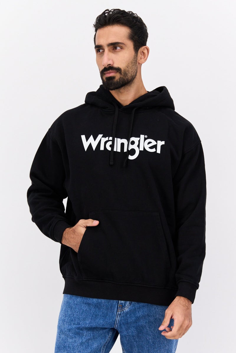 Wrangler Men Hood Graphic Print Long Sleeves Sweatshirt, Black - Image 1
